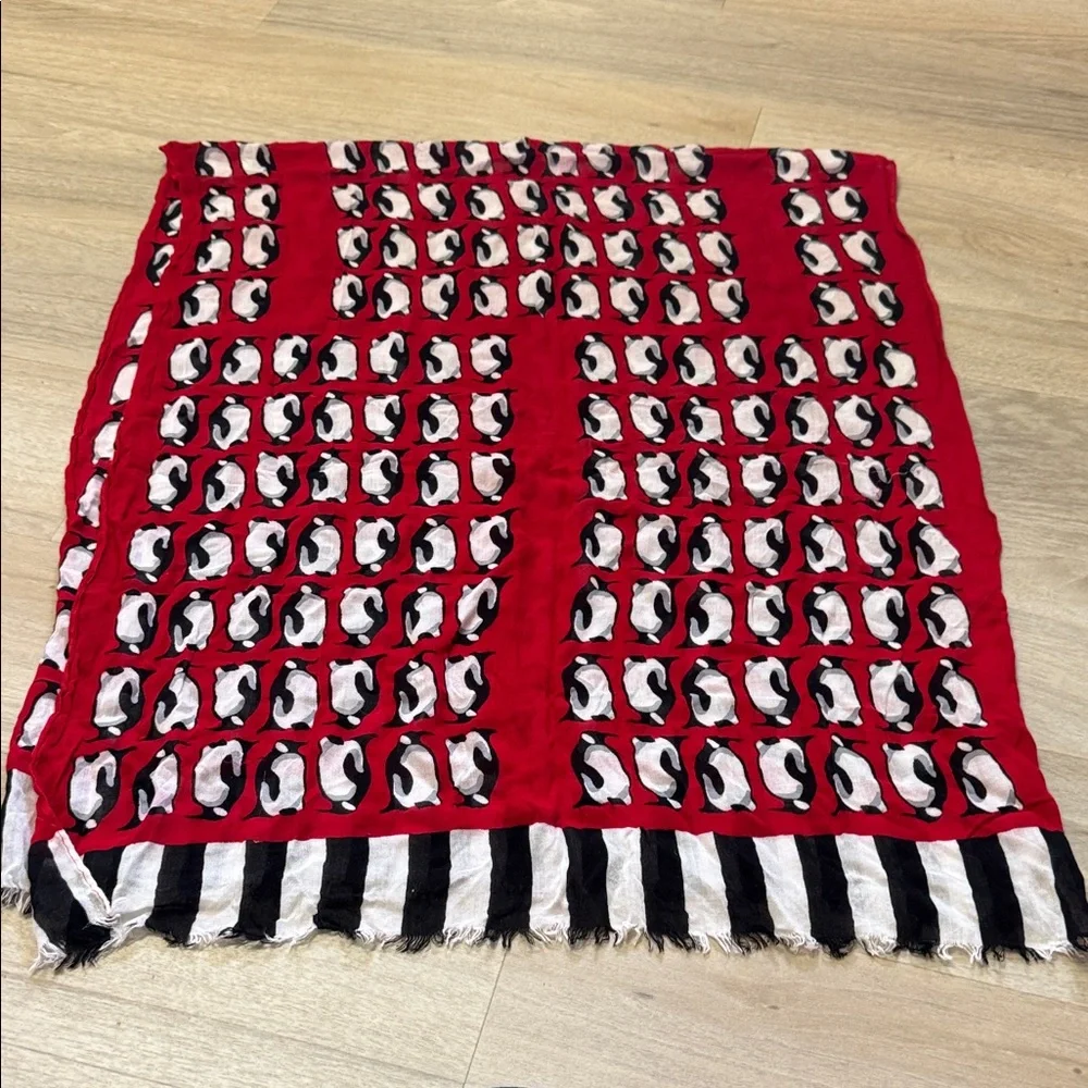 Vera Bradley Red Penguin Print Lightweight Wrap Scarf